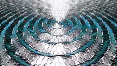 流动蓝色金属液体动画与动画反射。 循环动画。